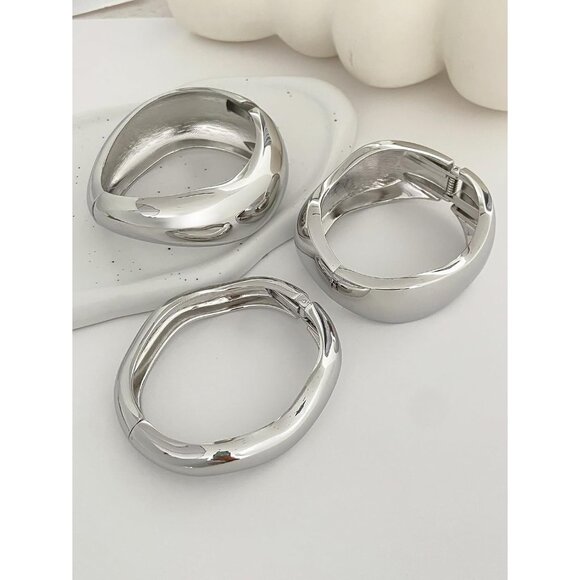 Chunky Gold Bangles Bracelets for Women Trendy Stack Statement Bangle Irregular - Picture 5 of 6